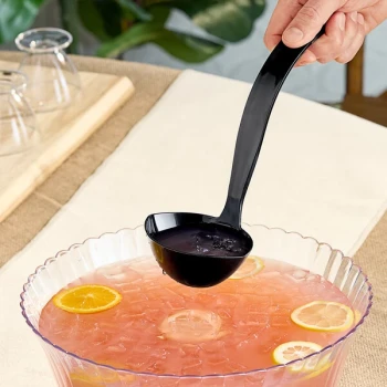 Visions 5 oz. Black Disposable Plastic Ladle - 48/Case