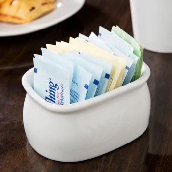 CAC RSV-HSP Roosevelt 3 3/4" x 2 3/4" Super White Porcelain Sugar Packet Holder - 48/Case