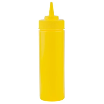 TableCraft 11253M 12 oz. Yellow WideMouth™ Cone Tip Squeeze Bottle with 53 mm Opening - 12/Pack