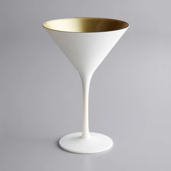 Stolzle Glisten from Global Tableware Collective 8.5 oz. Matte White/Gold Martini Glass - 6/Case