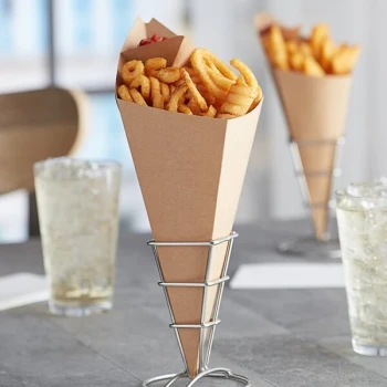 Carnival King 20 oz. Kraft Square Cardboard Fry Cone - 500/Case