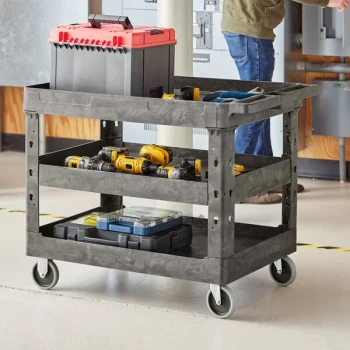 Lavex Large Black 3-Shelf Utility Cart - 40 3/4" x 25 1/2" x 33 1/2"