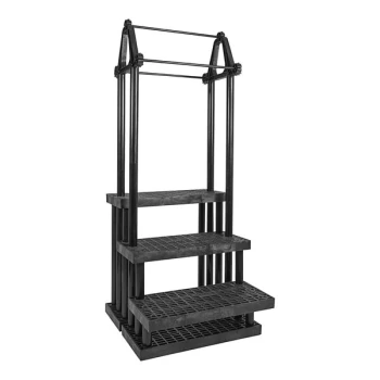 SPC Retail SM367203W Benchmaster 36" x 39" x 84" Black Plastic Three Step Display with Plant Hanger