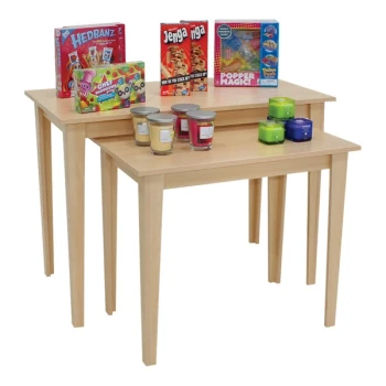 2-Piece Maple Laminate Wood Nesting Display Table Set