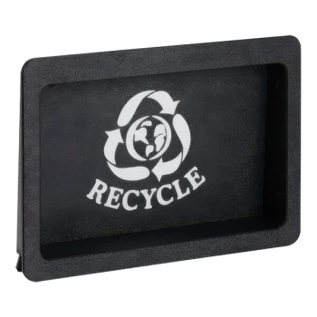 Dispense-Rite FMRD-1BT Black Polystyrene Small Countertop-Mount Waste Disposal Door with Recycling Symbol Graphic