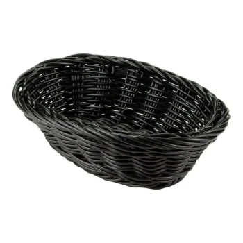 GET WB-1503-BK Designer Polyweave 9" x 6 3/4" x 2 1/2" Black Oval Plastic Basket - 12/Case