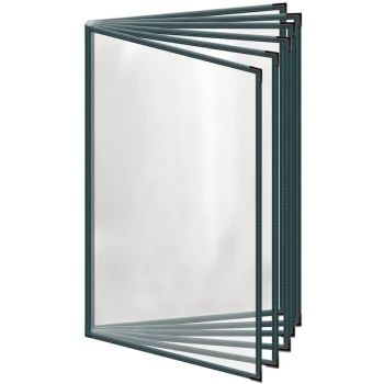 H. Risch, Inc. TE-12V Deluxe Sewn 8 1/2" x 14" Green 12 View Vinyl Menu Cover with Black Smooth Corners and Gloss Finish
