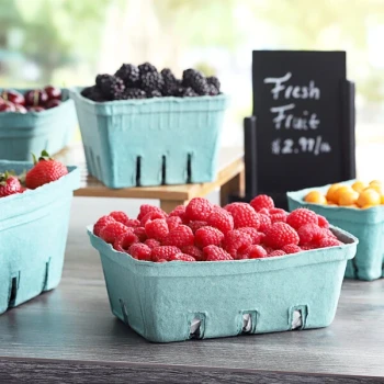 1.5 Qt. Green Molded Pulp Berry / Produce Basket - 200/Case