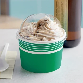 Choice 12 oz. Green Paper Frozen Yogurt / Food Cup with Dome Lid - 50/Case