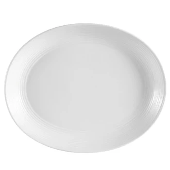CAC CBS-13C Cambridge 11 1/2" Bright White Oval Porcelain Coupe Platter - 12/Case