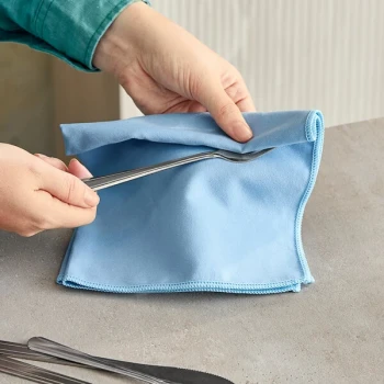 Carlisle 3633314 Flo-Pac 16" x 16" Blue Microfiber Fine Polishing Cloth - 12/Case