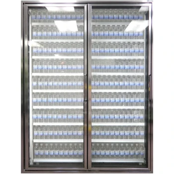Styleline CL2672-HH 20//20 Plus 26" x 72" Walk-In Cooler Merchandiser Doors with Shelving - Anodized Bright Silver, Left Hinge - 2/Set