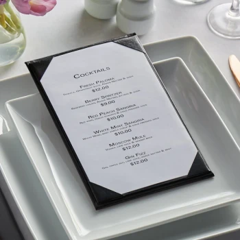 H. Risch, Inc. OM-1V Oakmont 5 1/2" x 8 1/2" Customizable 1-Panel Menu Cover with Album Style Corners