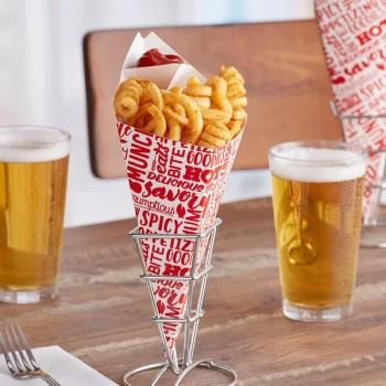 Carnival King 15 oz. Square Savory Printed Cardboard Fry Cone - 500/Case
