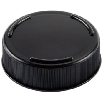 TableCraft 53FCAPBK Solid Black End Cap for Inverted or Squeeze Bottles with a 53 mm Opening - 12/Pack