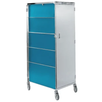 Lakeside 642 Compact Series Single Door Stainless Steel / Vinyl Tray Cart for 14" x 18" Trays - 20 Tray Capacity