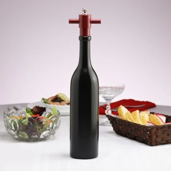 Chef Specialties 16006 Professional Series 14 1/2" Customizable Ebony Finish Chateau Wine Bottle Pepper Mill