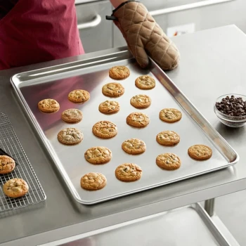 Baker's Lane Full Size 18 Gauge 18 inch x 26 inch Wire in Rim Aluminum Bun / Sheet Pans - 12/Case