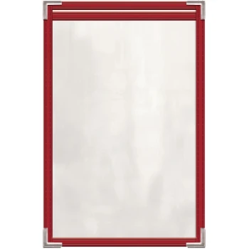 H. Risch, Inc. TES Deluxe Sewn 5 1/2" x 8 1/2" Red 2 View Vinyl Menu Cover with Silver Smooth Corners and Gloss Finish