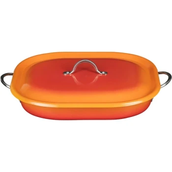Bon Chef Country French X 5 Qt. Ombre Tangerine Roasting Pan with Cover 73023-OM-T