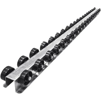 Lavex 60" Galvanized Steel Conveyor Flow Rail with Paired Plastic Skate Wheels - 1000 lb. Capacity