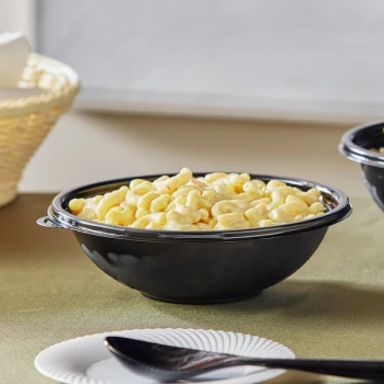 Visions 24 oz. Black PET Plastic Round Catering / Serving Bowl - 100/Case