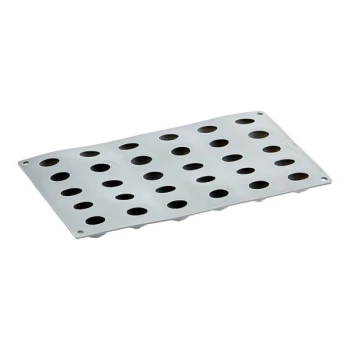 Pavoni Gourmand 30-Compartment Olive Silicone Baking Mold GG012S - 1 1/4 inch x 7/8 inch x 11/16 inch Cavities