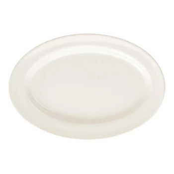 10 Strawberry Street Crism 14 5/16" x 9 7/8" Oval White Porcelain Platter - 6/Case