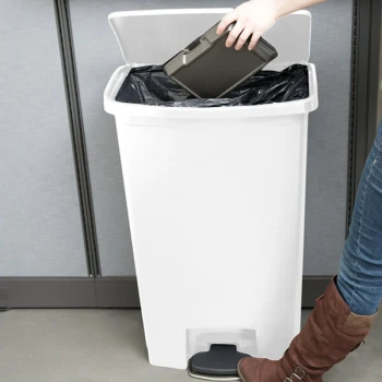 Rubbermaid® 1883559 Slim Jim Resin White Front Step-On Rectangular Trash Can - 72 Qt. / 18 Gallon