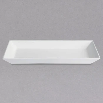 G.E.T. Enterprises BUDS13WW Bugambilia 17" x 8 1/8" Classic Textured Finish White Resin-Coated Aluminum Medium Deep Rectangular Platter