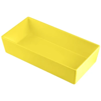 TableCraft CW5012Y Simple Solutions 1/3 Size Yellow Cast Aluminum Straight Sided Bowl - 3" Deep