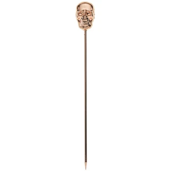 Barfly® M37064CP 4 3/8" Copper-Plated Stainless Steel Skull Top Cocktail Pick - 12/Pack