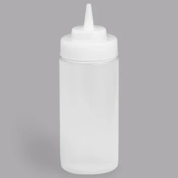 TableCraft 31763C 16 oz. Clear WideMouth™ and Wide Cone Tip Squeeze Bottle with 63 mm Opening - 12/Pack