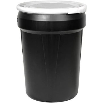 Eagle Manufacturing 1601BLK 30 Gallon Black Open Head Plastic Barrel Drum with Plastic Lever-Lock