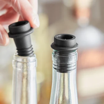 Franmara 7822 VinoVac Black Universal Wine Saver Stopper - 2/Pack