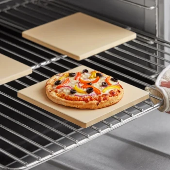 Outset® 76176 7 1/2" x 7 1/2" Square Cordierite Pizza Stone Grill Tile - 4/Pack