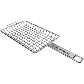 Mibrasa 9 13/16 inch x 6 5/16 inch x 13/16 inch Stainless Steel Wire Classic Grill Basket KC1625H2