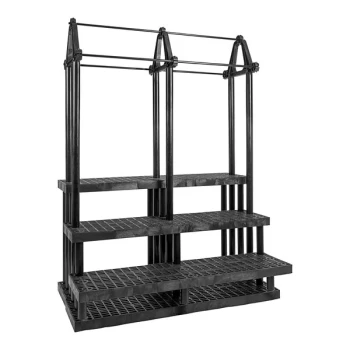 SPC Retail SM667203W Benchmaster 66" x 39" x 84" Black Plastic Three Step Display with Plant Hanger