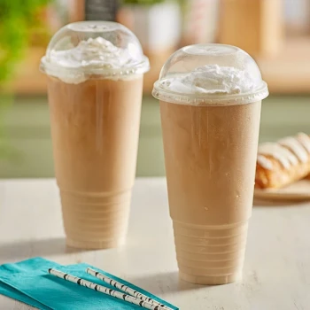 Choice 42 oz. Clear PP Plastic Cold Cup with Dome Lid - 50/Pack