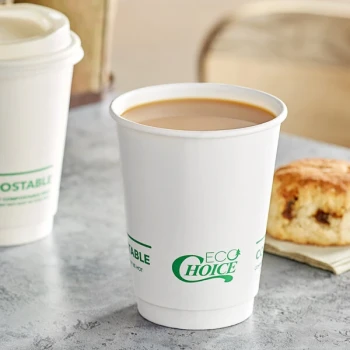 EcoChoice 12 oz. Smooth Double Wall White Compostable Paper Hot Cup - 500/Case