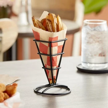 American Metalcraft SQFBBL Square Black Fry Cone Holder - 2 1/2" x 3 5/8" x 5 1/4"