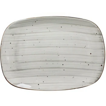 International Tableware Rotana 14" x 9 1/2" Stone Rectangular Coupe Porcelain Platter - 6/Case