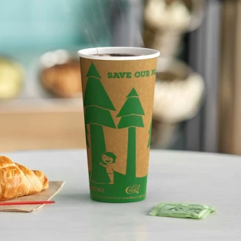EcoChoice 20 oz. Kraft Tree Print Compostable Paper Hot Cup - 600/Case