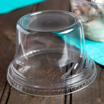 Fabri-Kal Indulge DLDE16/24TNH Clear Tall Dome PET Lid for 5 oz., 8 oz., and 12 oz. Sundae Cups - No Hole - 1,008/Case