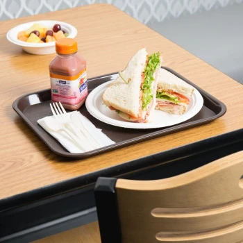 Choice 10" x 14" Chocolate Brown Plastic Fast Food Tray - 48/Case