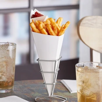 Carnival King 15 oz. White Square Cardboard Fry Cone - 500/Case