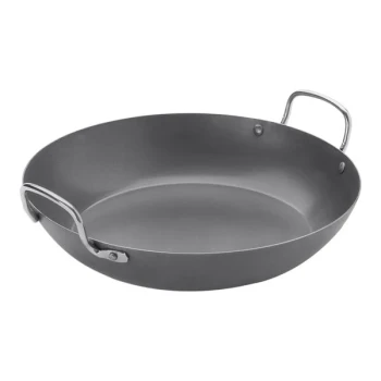 American Metalcraft 12 1/2" Black Steel Paella Pan BSPP12