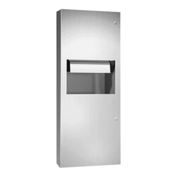 American Specialties, Inc. Simplicity 10-64696AC-6 Semi-Recessed AC-Operated Automatic Roll Paper Towel Dispenser with 9.9 Gallon Waste Receptacle