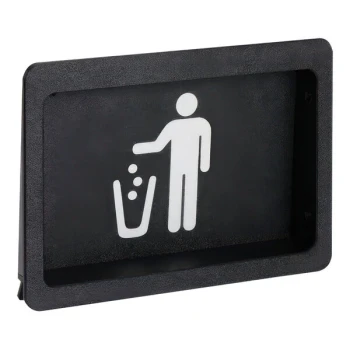Dispense-Rite FMTD-1BT Black Polystyrene Small Countertop-Mount Waste Disposal Door with Trash Can Graphic