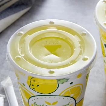 Carnival King 760PCLEMLD16 12-22 oz. Clear Cold Cup Flat Lid with Straw Slot for Lemonade Cup - 1,000/Case